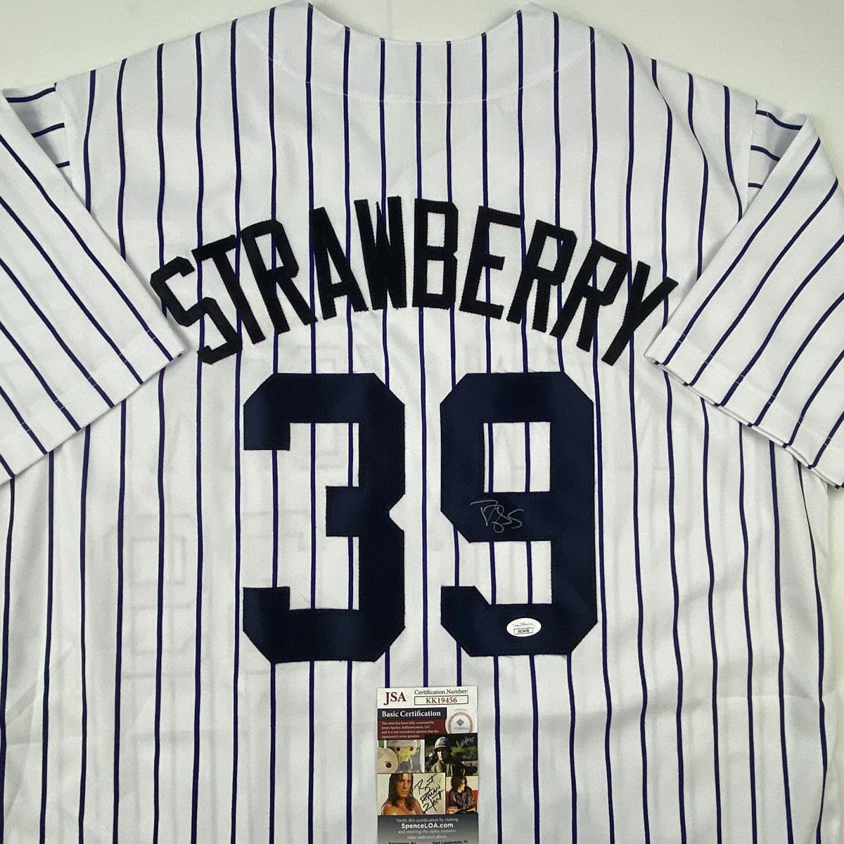 Autographed Darryl Strawberry New York Pinstripe Baseball Unframed Jersey