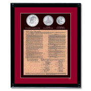 Framed U.S. Constitution With All 3 Bicentennial Coins