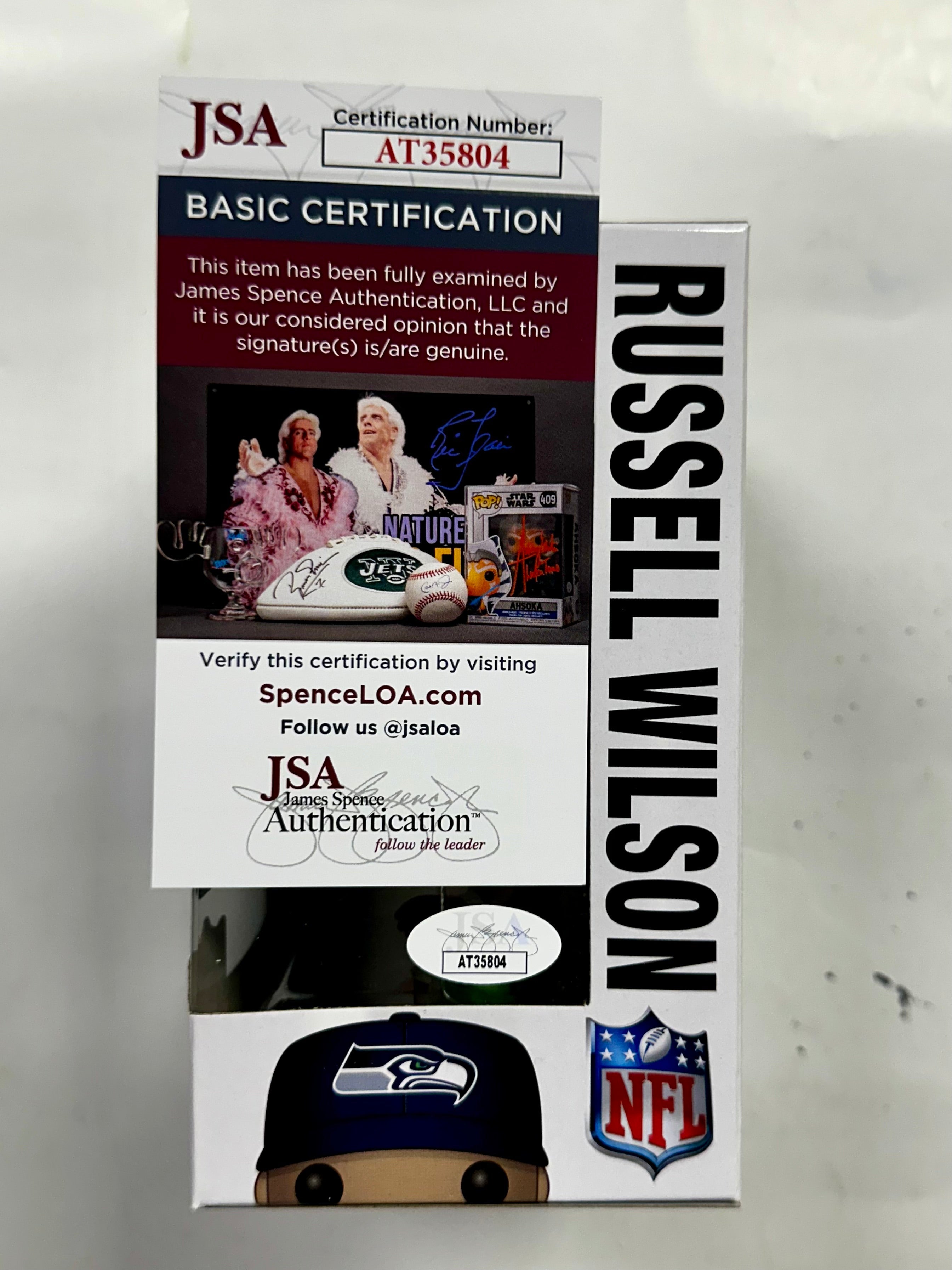 Autographed Russell Wilson NFL Seattle Seahawks Funko Pop! #57 Steelers 2023 With JSA COA