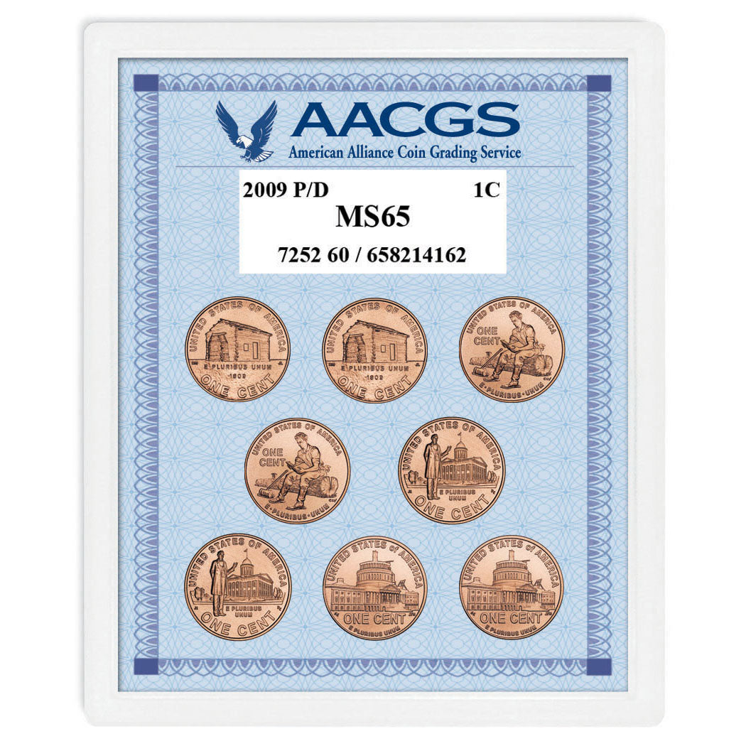 2009P & D Lincoln Bicentennial Pennies Graded MS65