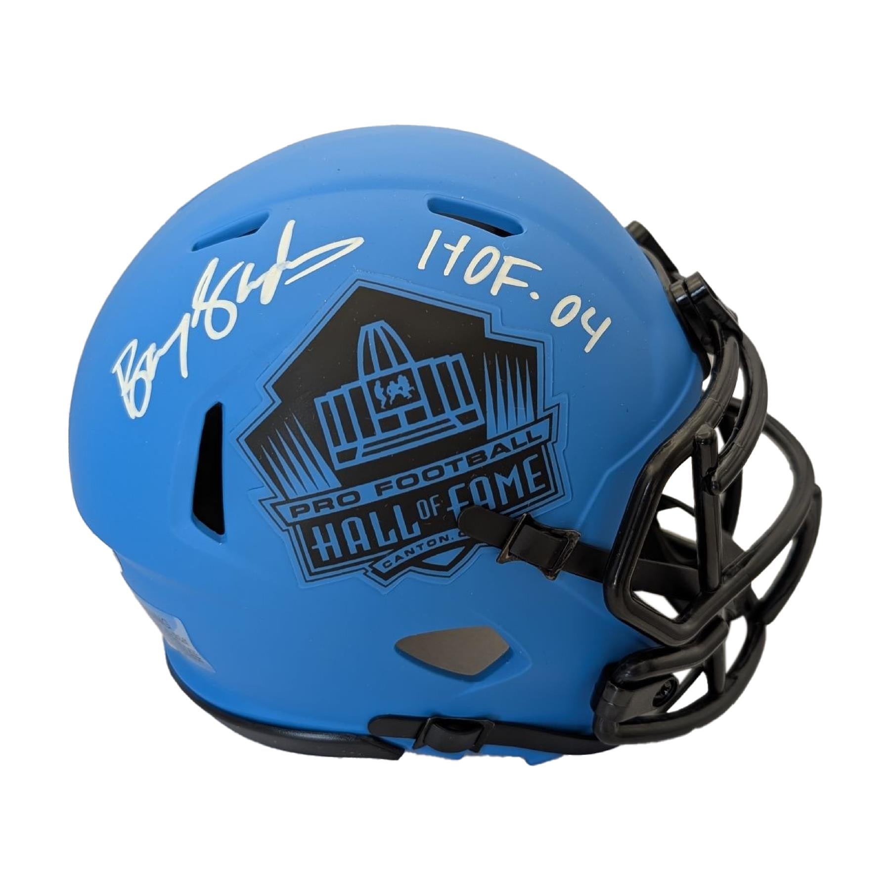 Autographed Barry Sanders Hall of Fame Rave Mini Helmet