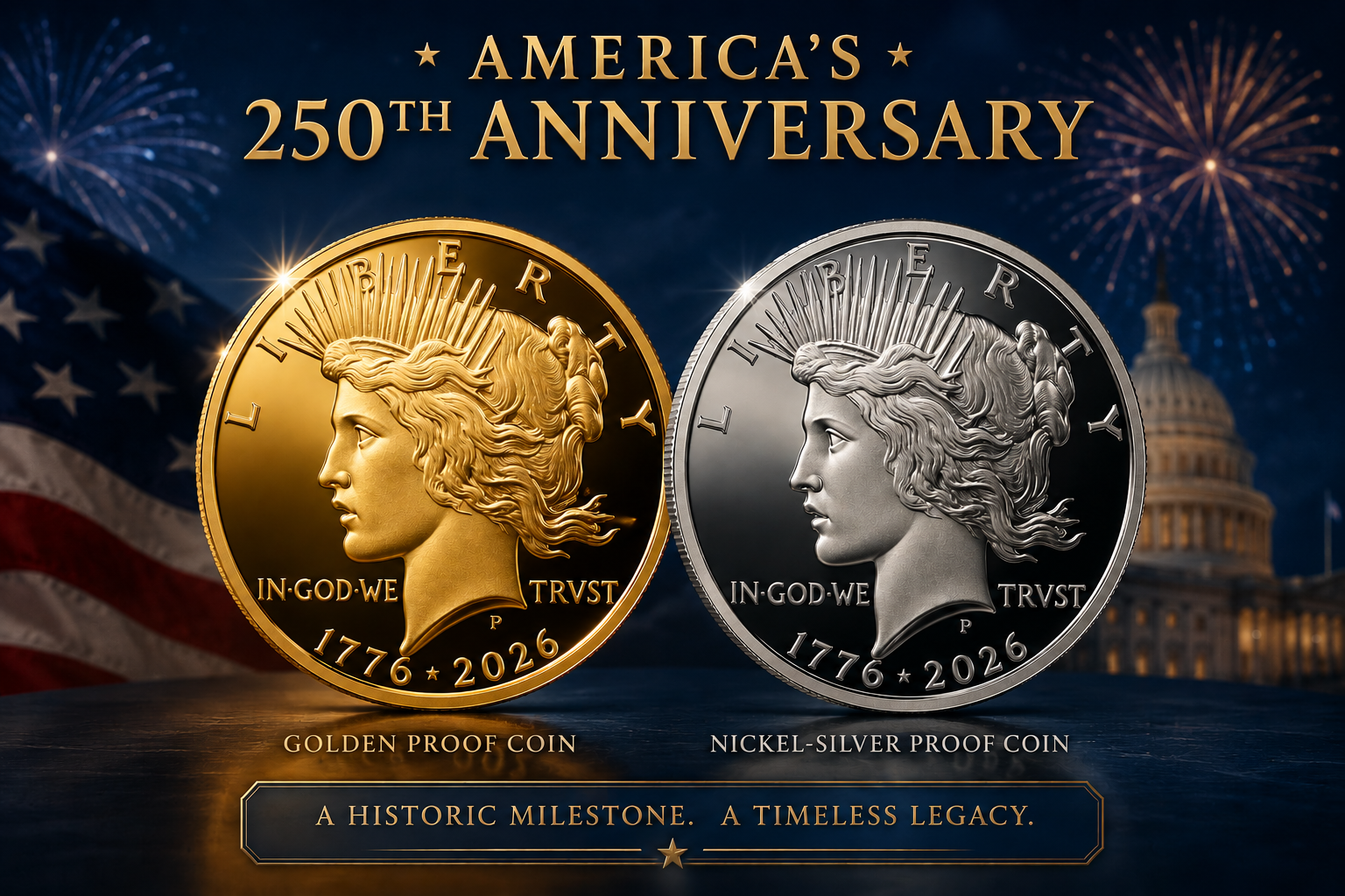 America's 250th Anniversary Peace Dollar Bundle