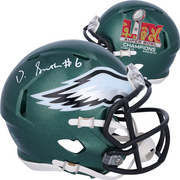 Autographed DeVonta Smith Philadelphia Eagles Super Bowl LIX Champions Football Mini Helmet