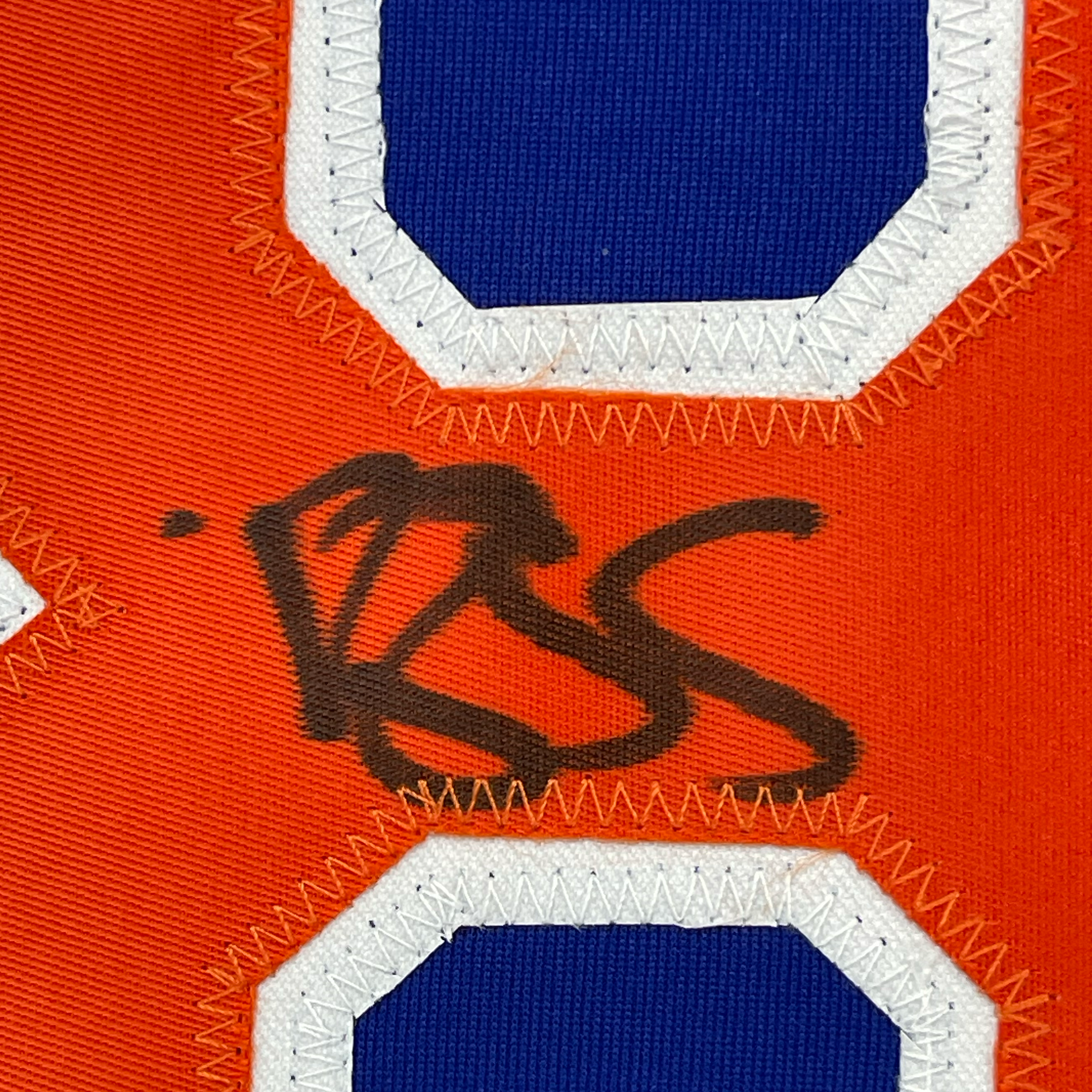 Framed Autographed Darryl Strawberry 35x39 New York Blue Baseball Jersey PSA/DNA COA