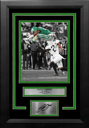 Engraved Autographed Saquon Barkley Reverse Hurdle Philadelphia Eagles 8x10 Framed Football Photo