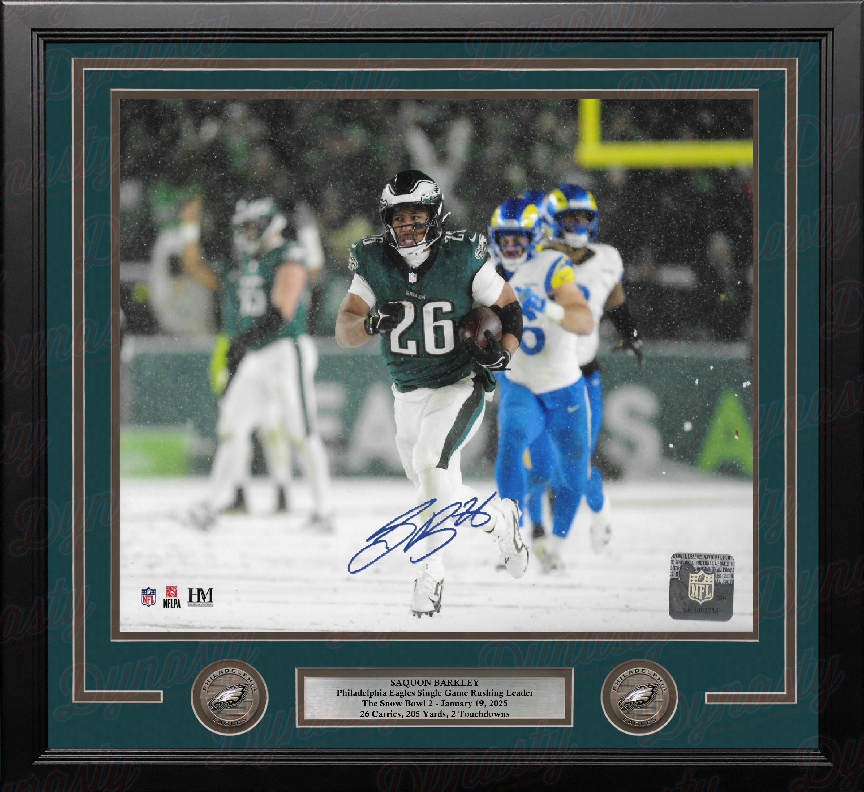 Autographed Saquon Barkley Snow Bowl Action Philadelphia Eagles 16" x 20" Framed Football Photo