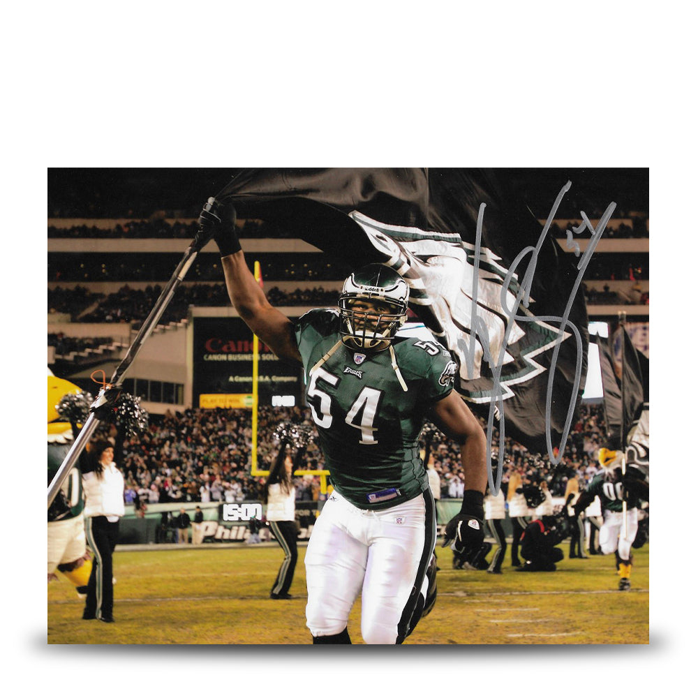 Autographed Jeremiah Trotter Sr. Flag Philadelphia Eagles 11" x 14" Football Photo