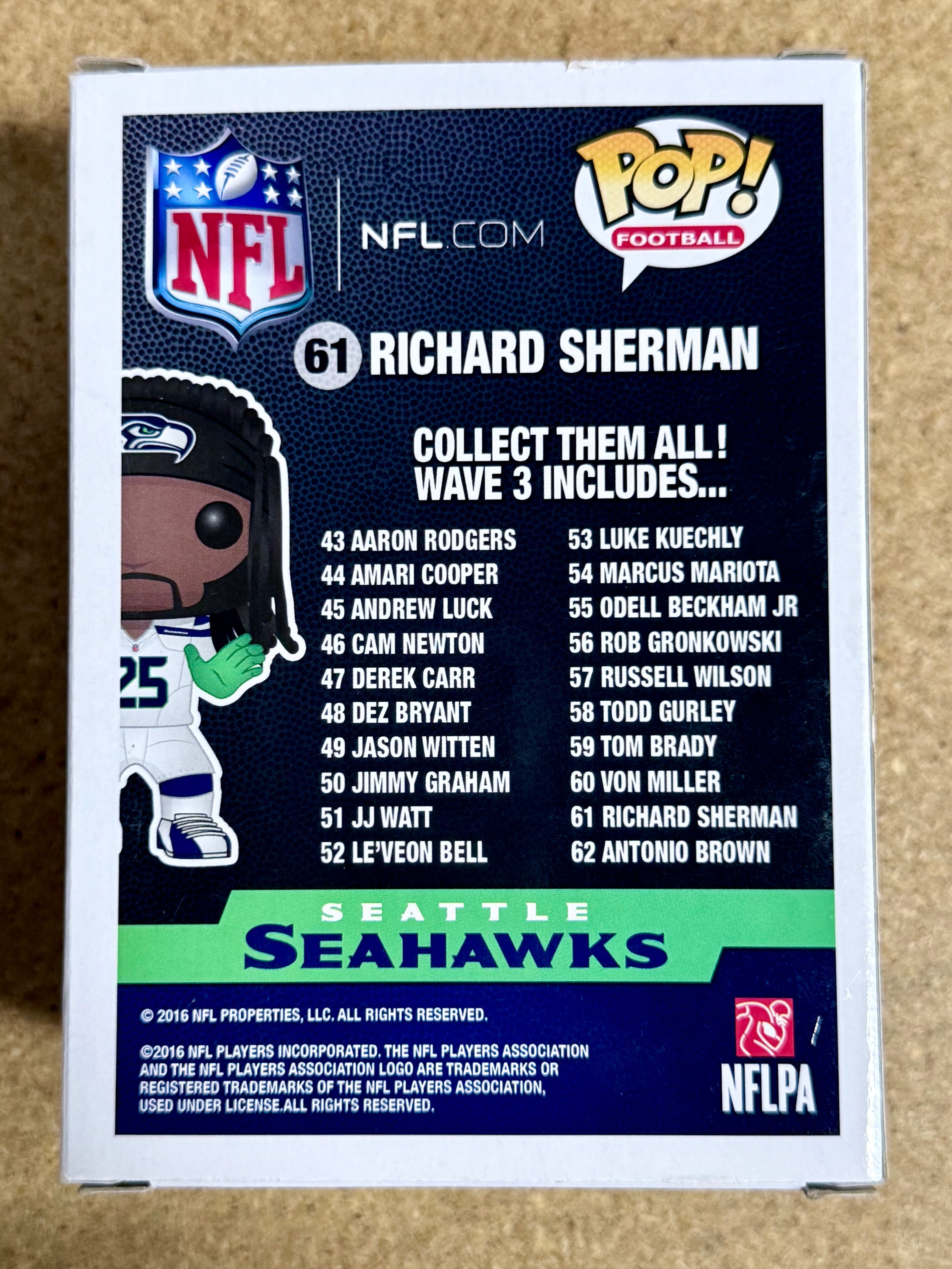 Autographed Richard Sherman NFL Seattle Seahawks Vaulted Funko Pop! #61
