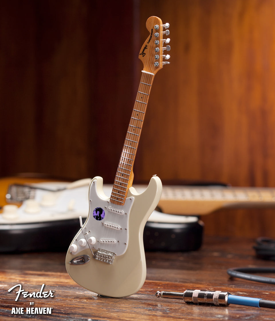 Jimi Hendrix Woodstock Fender™ Strat™ Cream Reverse Headstock Mini Guitar Replica
