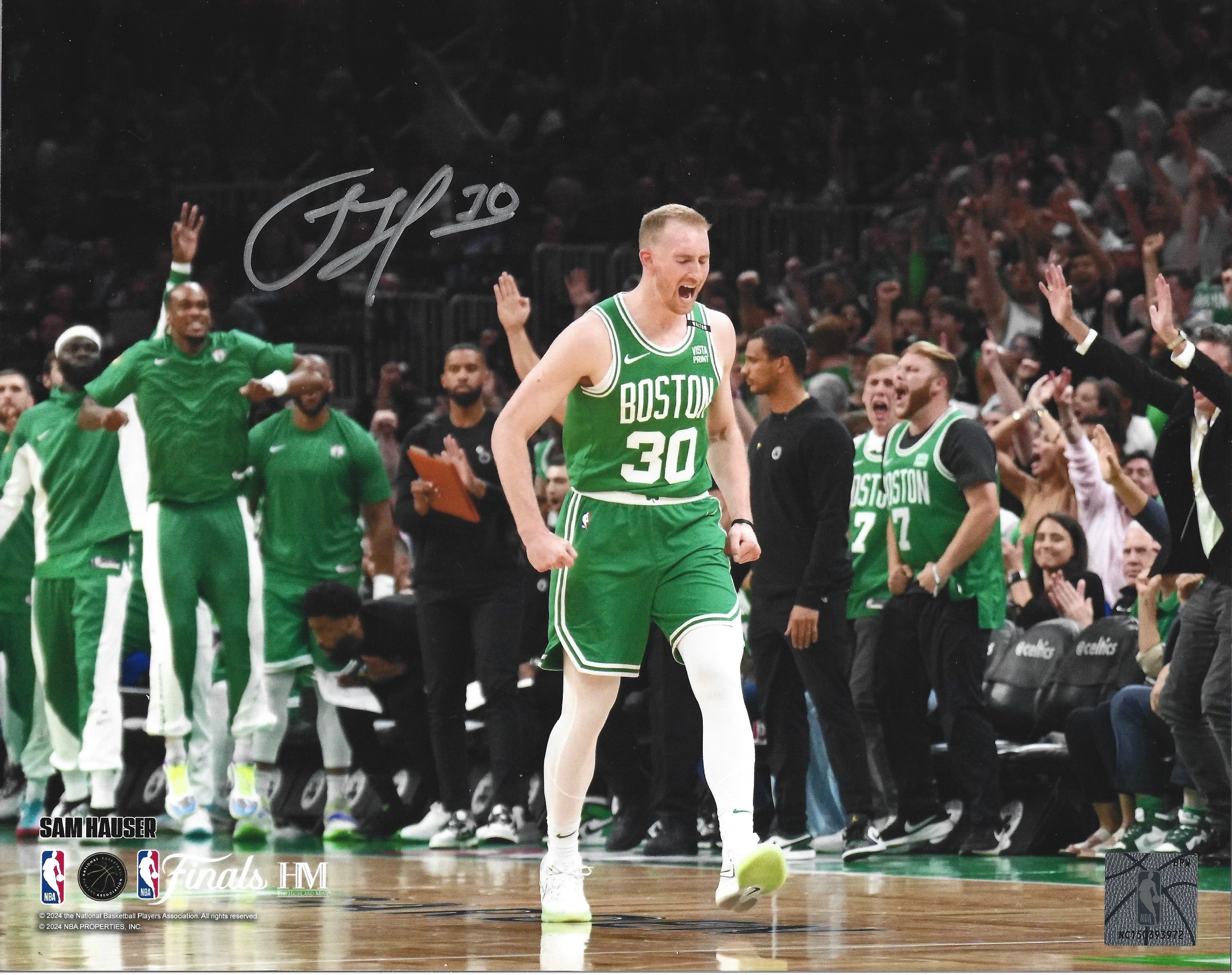 Autographed Sam Hauser Celebration Boston Celtics 11" x 14" NBA Finals Photo