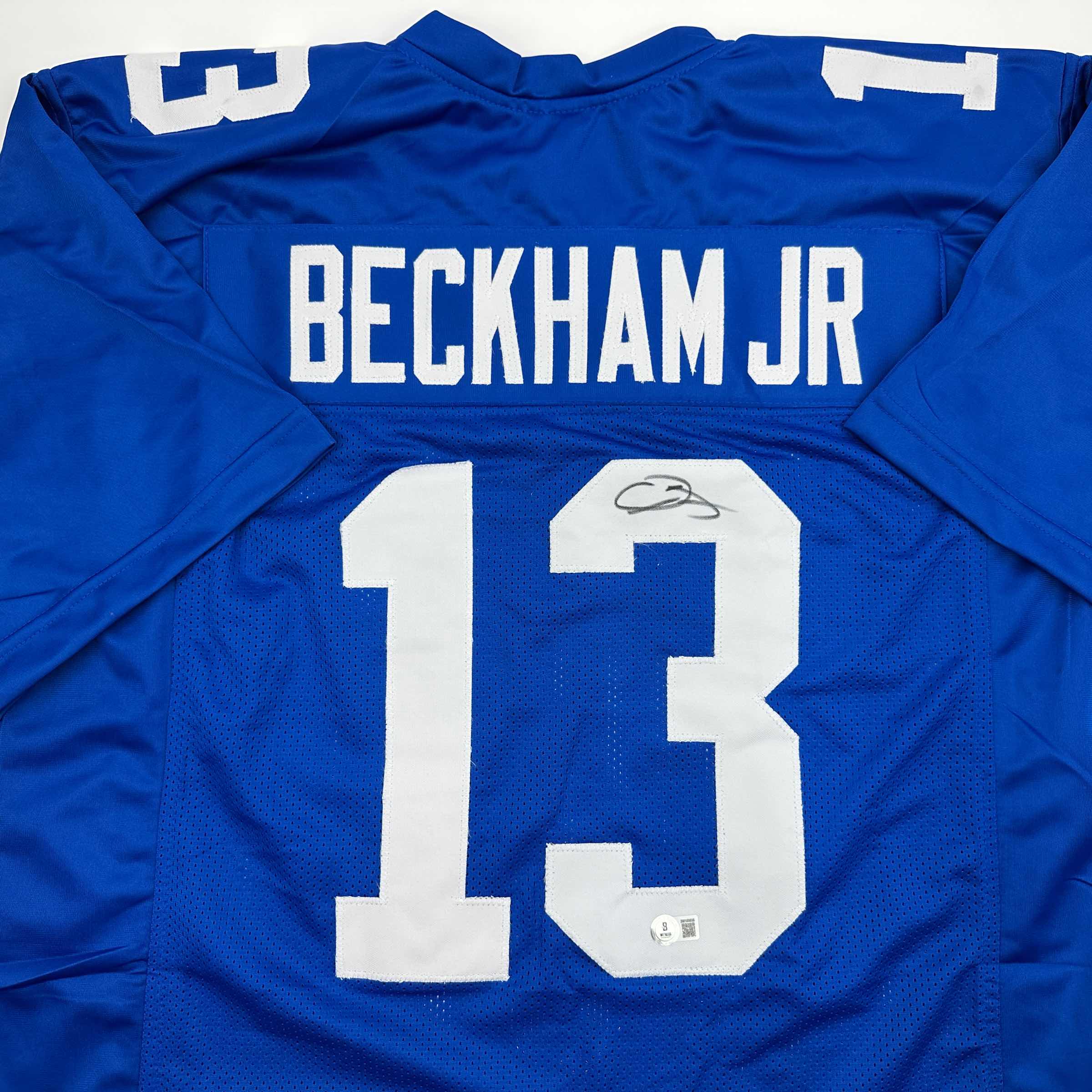 Autographed Odell Beckham Jr. New York Blue Football Jersey