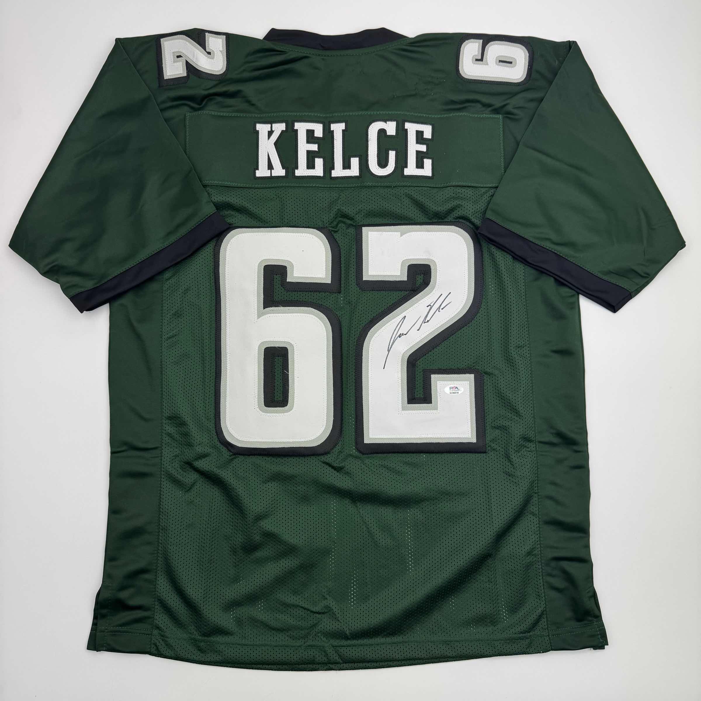 Autographed Jason Kelce Philadelphia Green Football Jersey