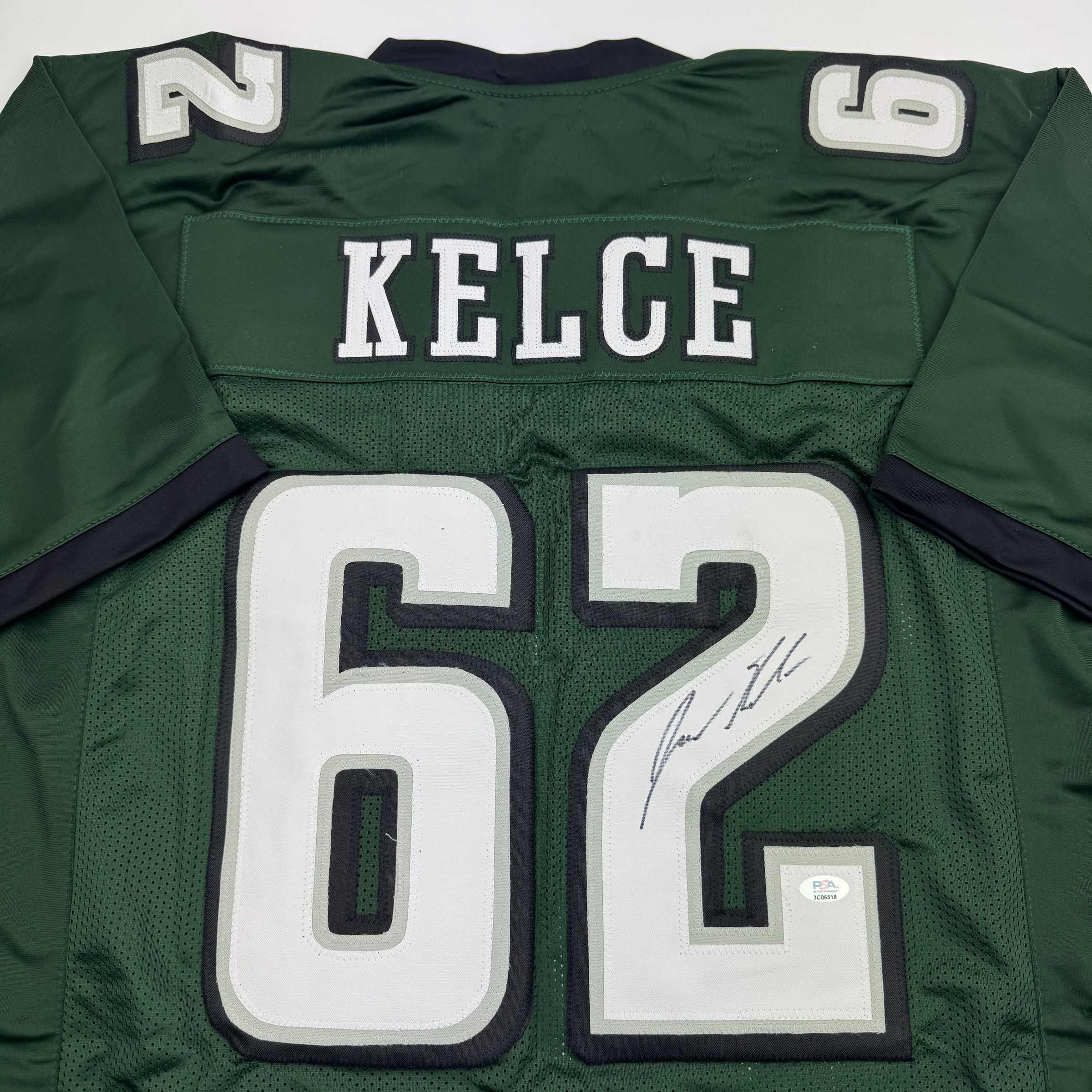 Autographed Jason Kelce Philadelphia Green Football Jersey