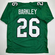 Autographed Saquon Barkley Philadelphia Kelly Green Football Jersey Beckett BAS COA