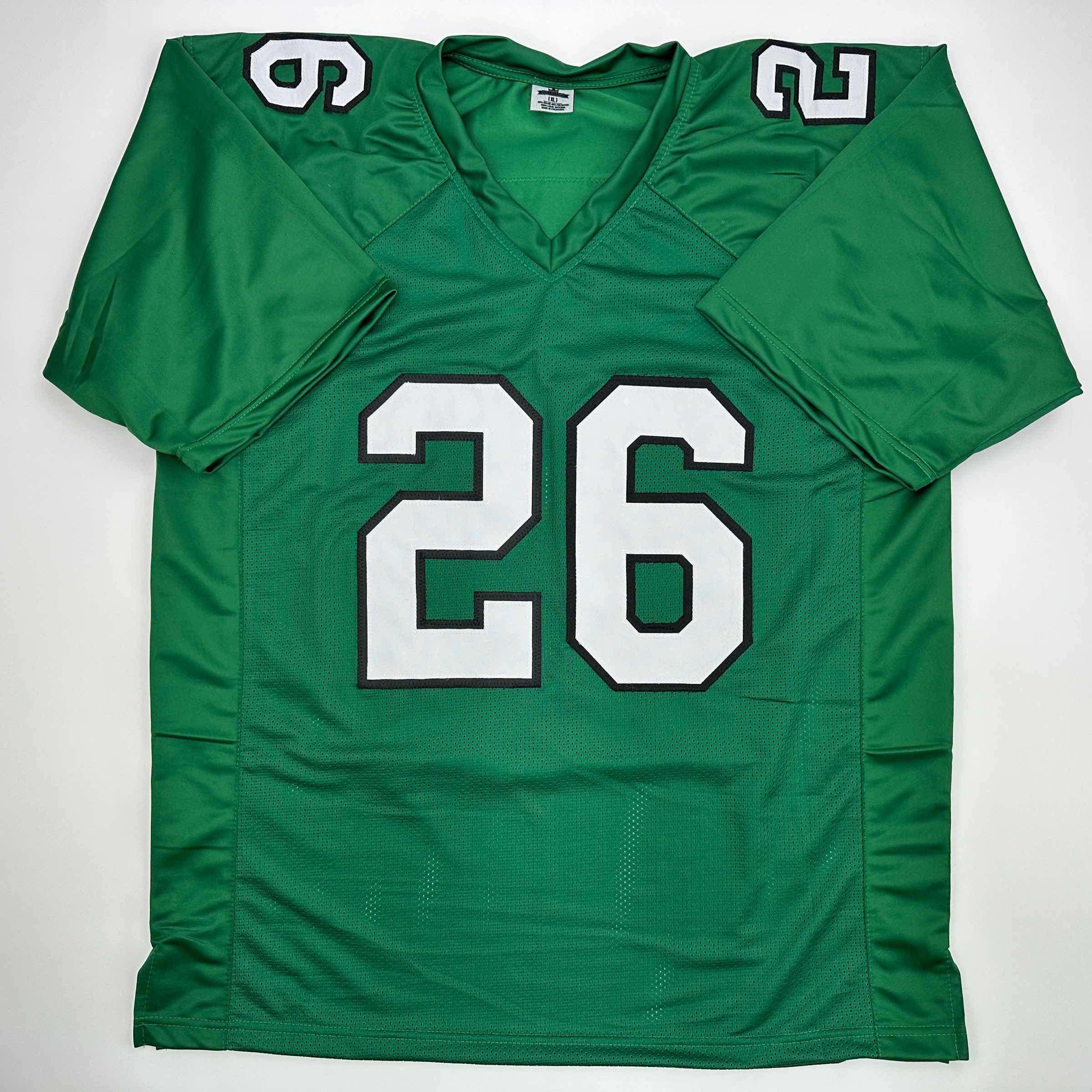 Autographed Saquon Barkley Philadelphia Kelly Green Football Jersey Beckett BAS COA