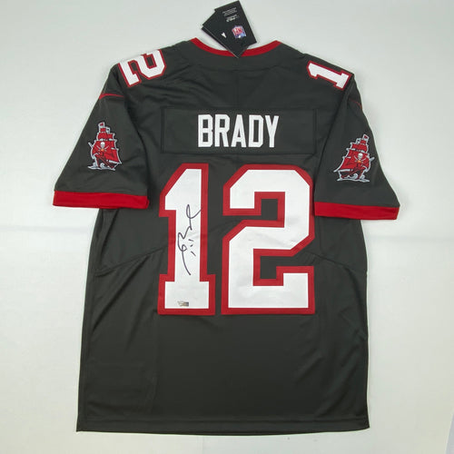 Autographed Tom Brady Tampa Bay Buccaneers Pewter Grey Authentic Nike Limited Football Jersey