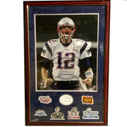 Autographed Tom Brady New England Patriots Signature Cut Index Card Framed Super Bowl Patches