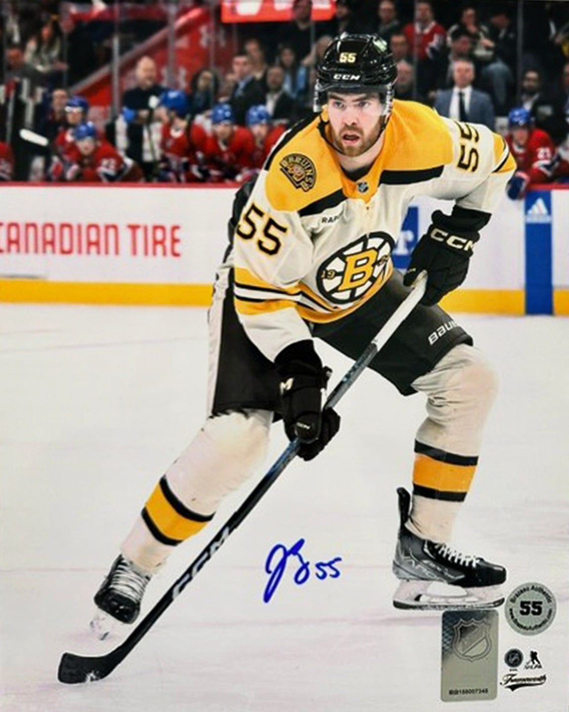 Autographed Justin Brazeau in Action Boston Bruins 11" x 14" Hockey Photo