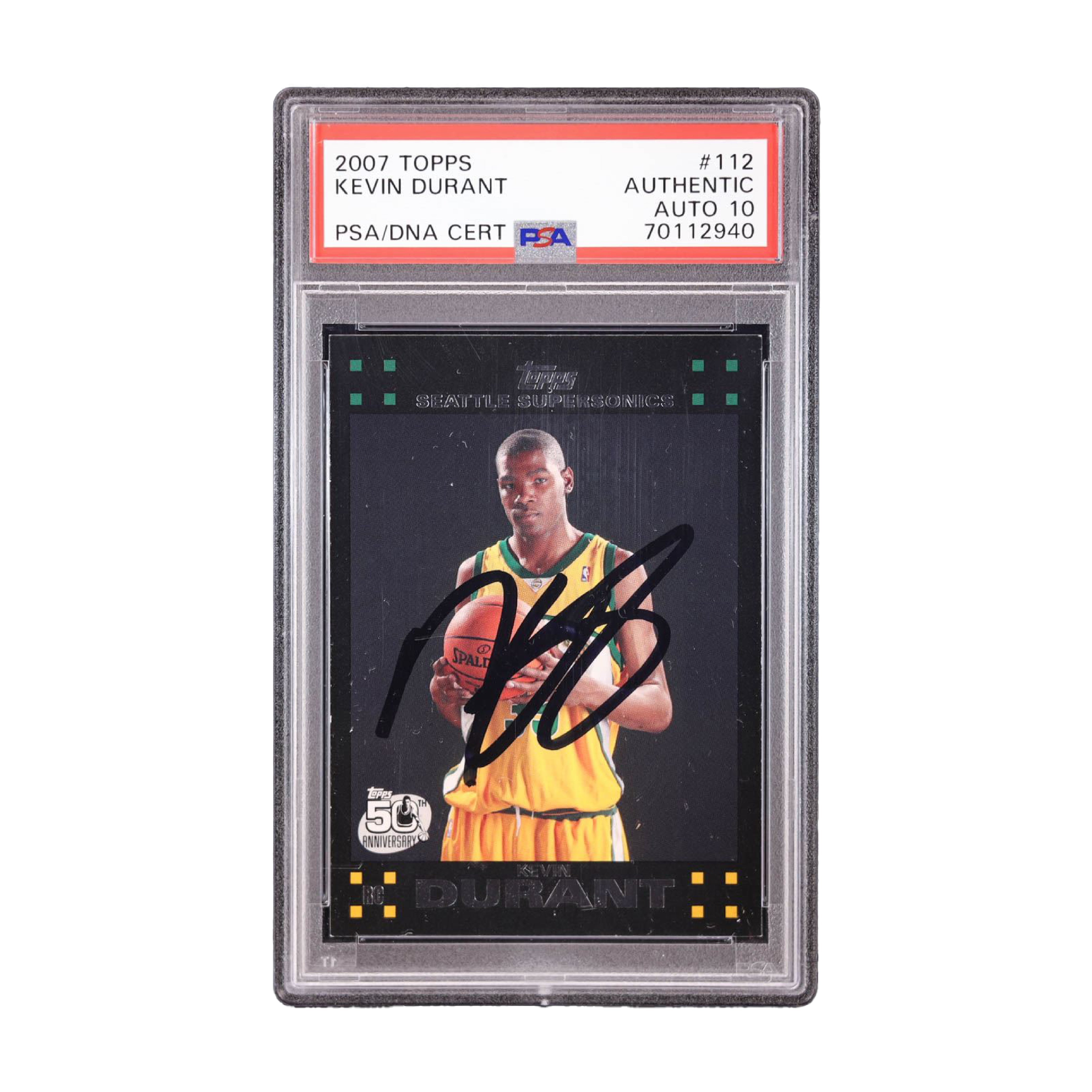 Autographed Kevin Durant 2007 Topps Rookie Card PSA Auto 10