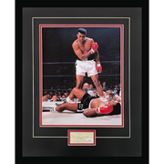 Autographed Muhammad Ali Boxing Over Liston Deluxe Framed 11x14 Poster Piece