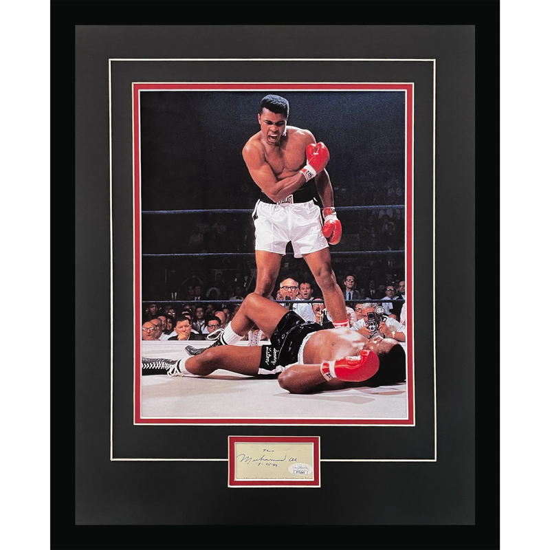 Autographed Muhammad Ali Boxing Over Liston Deluxe Framed 11x14 Poster Piece