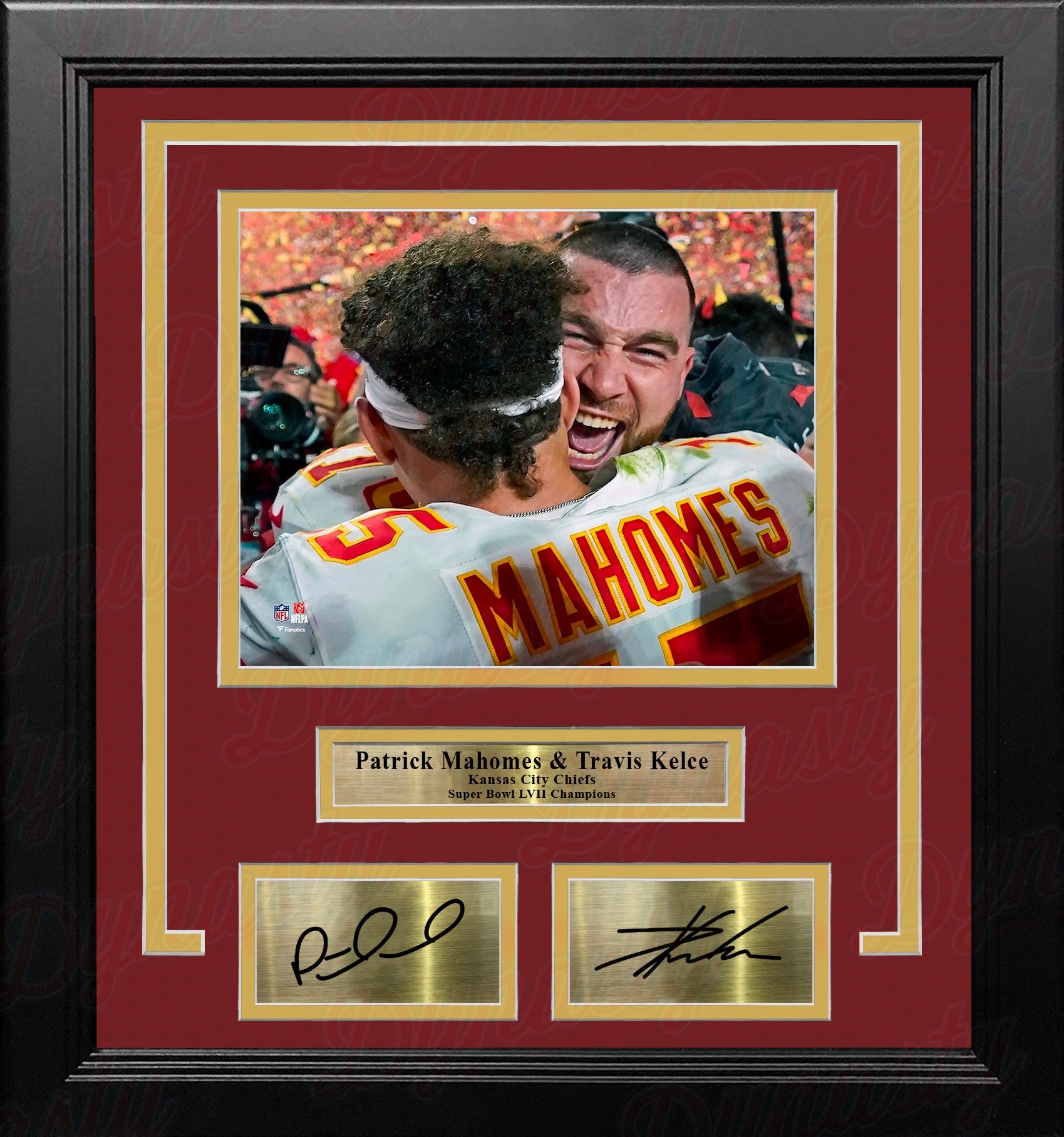 Patrick Mahomes & Travis Kelce Super Bowl LVII Champs Chiefs 8x10 Framed Photo with Laser Autographs