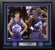 Autographed Karl Malone with John Stockton Utah Jazz 16" x 20" Framed Basketball Photo