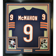 Autographed Jim McMahon 35x39 Chicago Blue Framed Football Jersey