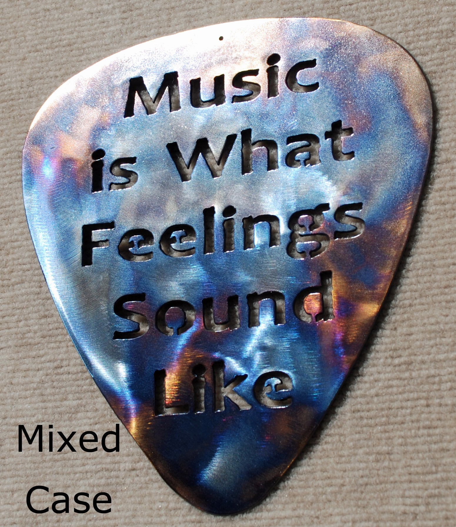 Music is What Feelings Sound Like Guitar Pick Metal Art