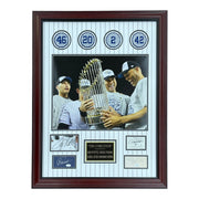 Autographed Derek Jeter, Andy Pettitte, Jorge Posada & Mariano Rivera New York Yankees (Core Four) Deluxe Framed Cut Piece with Patches