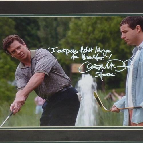Autographed Christopher McDonald Shooter McGavin Happy Gilmore with Adam Sandler Deluxe Framed 11x17 Photo w/ Long Quote (Signed in White)