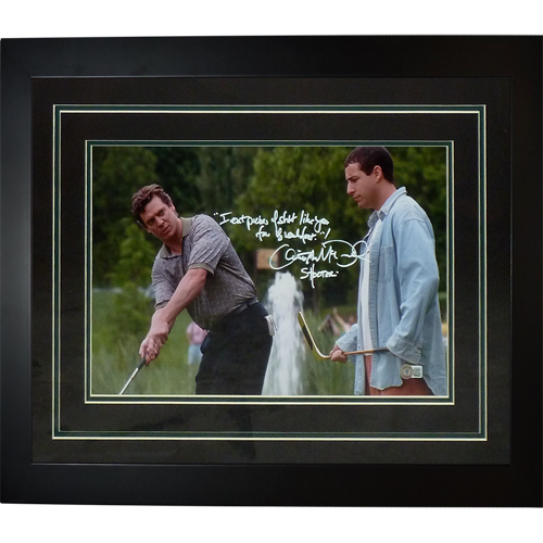 Autographed Christopher McDonald Shooter McGavin Happy Gilmore with Adam Sandler Deluxe Framed 11x17 Photo w/ Long Quote (Signed in White)