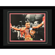 Autographed Mike Tyson Boxing (Spotlight with 3 Title Belts) Deluxe Framed 11x14 Photo