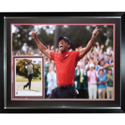 Autographed Tiger Woods Full-Size Masters Golf Poster Deluxe Framed with 8x10 Photo - JSA