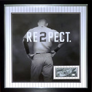 Autographed Derek Jeter Deluxe Framed New York Yankees (RESPECT) Floating Mat 24x24 Poster Piece