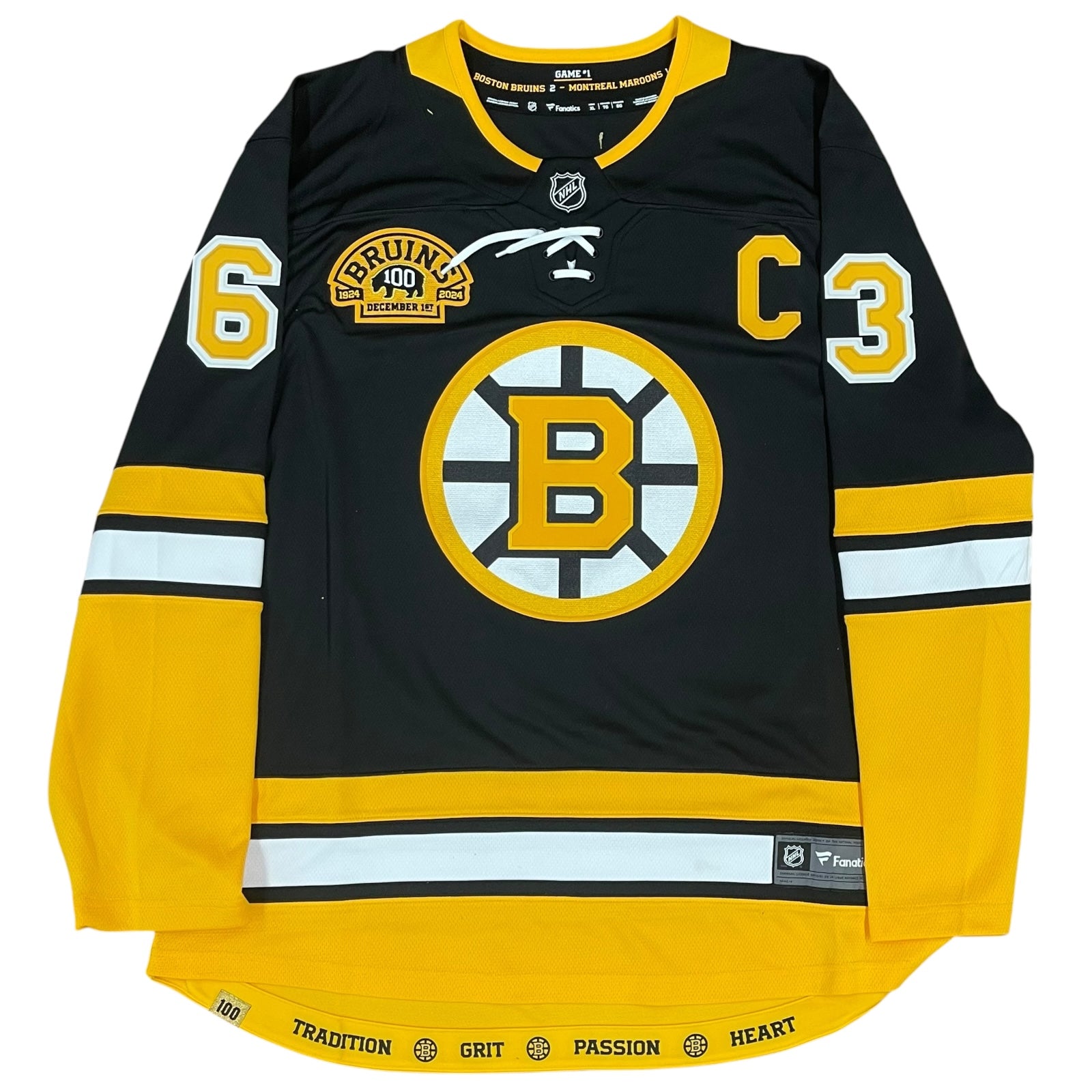 Brad Marchand Autographed Boston Bruins (Black #63) Authentic Premier 100th Anniversary Jersey - JSA