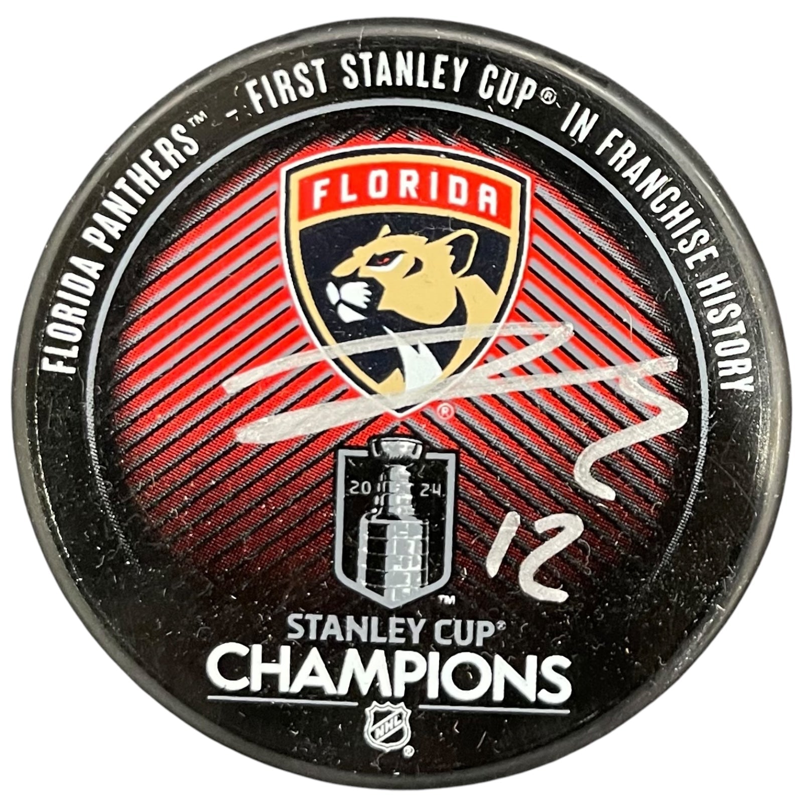 Autographed Jonah Gadjovich Florida Panthers (Stanley Cup Champs Logo) Hockey Puck