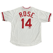 Autographed Pete Rose Cincinnati "Hit King" (White #14) Custom Jersey