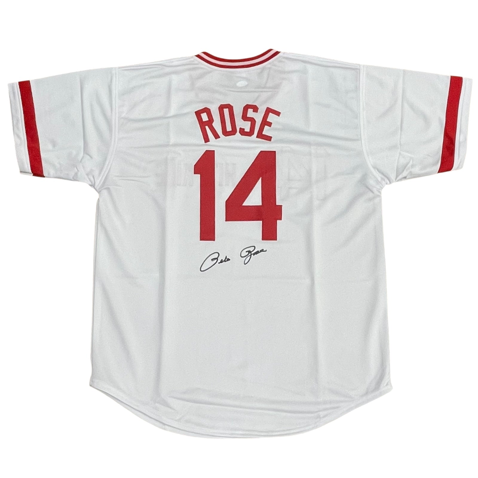 Autographed Pete Rose Cincinnati Reds White #14 Custom Jersey
