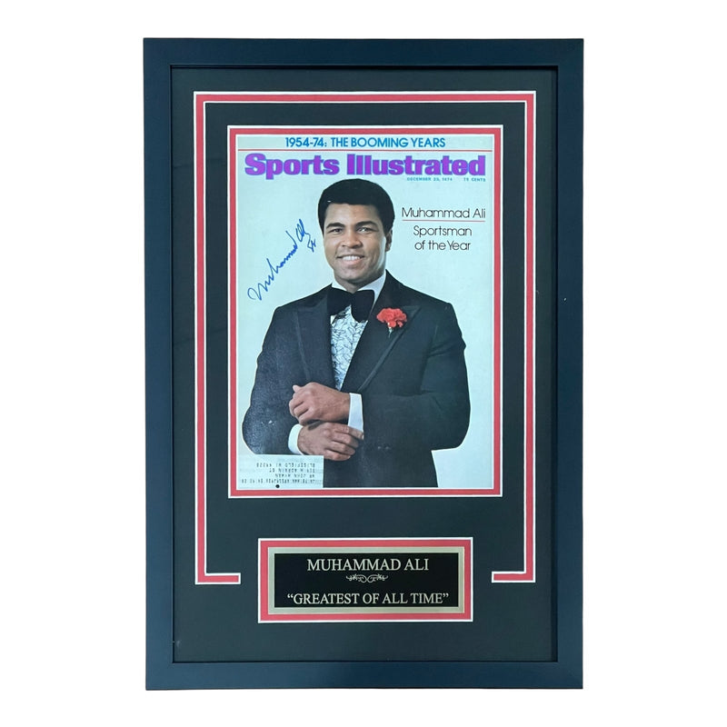 Autographed Muhammad Ali Sports Illustrated Framed Magazine 1974 Sportsman of the Year