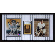 Autographed Joe Dimaggio New York Yankees HOF Postcard Deluxe Framed Piece with 8x10 Photos