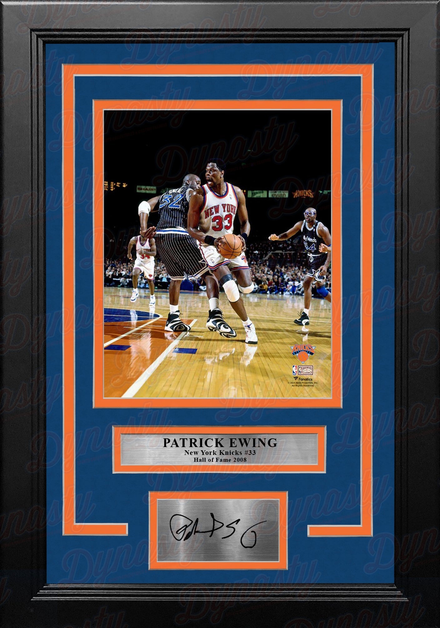 Autographed Patrick Ewing vs. Shaquille O'Neal NY Knicks 8x10 Framed Basketball Photo