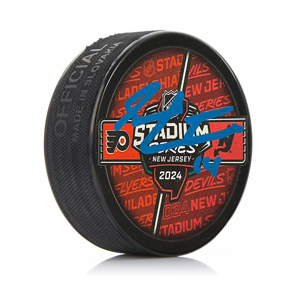 Autographed Sean Couturier Philadelphia Flyers 2024 Stadium Series Hockey Logo Puck