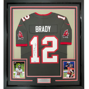 Autographed Tom Brady 35x39 Tampa Bay Buccaneers Pewter Grey Authentic Nike Limited Football Framed Jersey