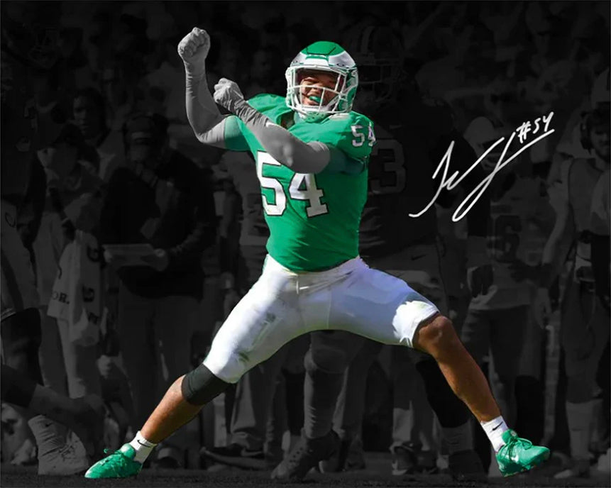 Autographed Jeremiah Trotter Jr. Blackout Philadelphia Eagles Football Photo