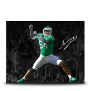 Autographed Jeremiah Trotter Jr. Blackout Philadelphia Eagles Football Photo