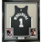 Autographed Victor Wembanyama 35x39 San Antonio Spurs Black Authentic Swingman Basketball Framed Jersey
