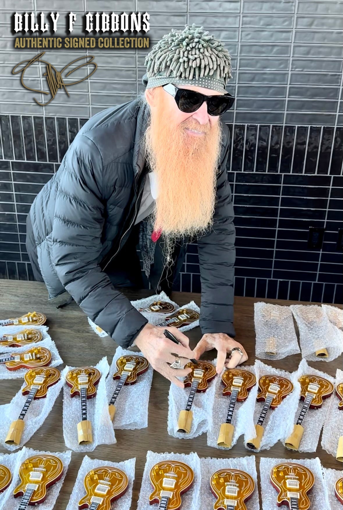 Autographed Billy F Gibbons Signature 1:4 Scale Mini Guitar Models 1st Edition 2023