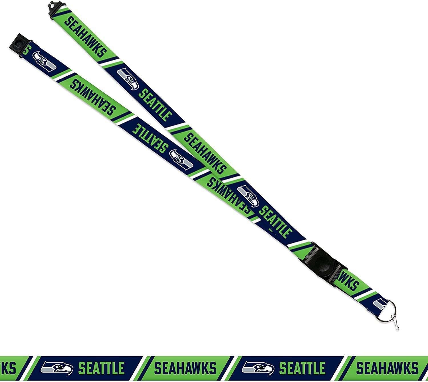 Seattle Seahawks Lanyard Keychain Double Sided Breakaway Safety Design Adult 18 Inch