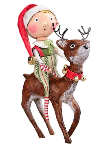 Run Run Reindeer Christmas Figurine by Lori Mitchell — 6.5-Inch Poly Resin Collectible (New 2026)